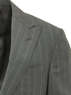 Abito Gessato con Giacca a Due Bottoni e Pantaloni