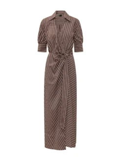Alexandra Striped Midi Dress with Belt