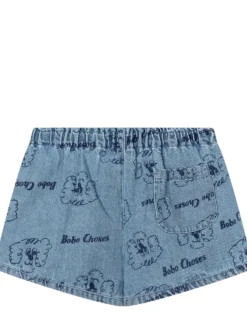All Over Denim Print Shorts