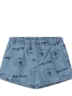 All Over Denim Print Shorts