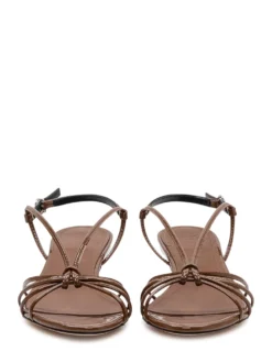 Amara Patent Sandals with Criss Cross Straps