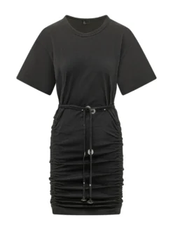 Anguillara Dress with Short Sleeves and Side Ruching