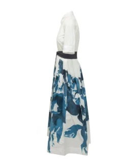 Art Print Belted Midi Dress
