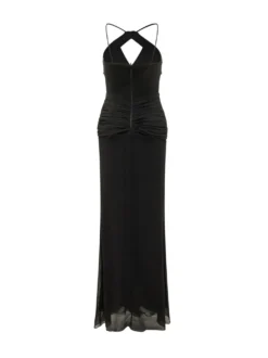 Astros Long Dress with V Neck