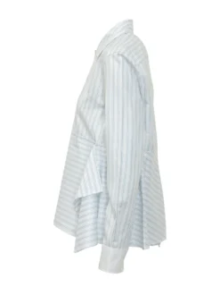 Asym Draped Shirt with Striped Pattern