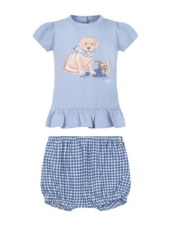 Baby T-Shirt and Gingham Bloomer Set