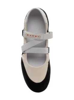 Ballet Flats with Double Strap and Contrast Panels