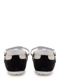 Ballet Flats with Double Strap and Contrast Panels