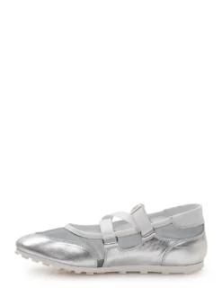 Ballet Flats with Double Strap and Mesh Insert