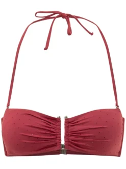 Bandeau Bikini Top with Neck Tie and Front Closure