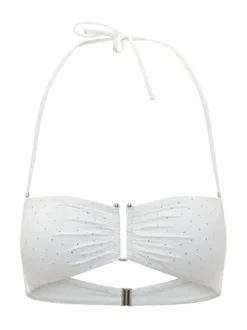 Bandeau Bikini Top with Neck Tie and Front Closure