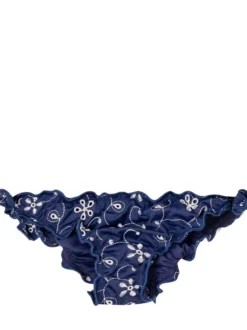 Bandeau Bikini Top with Ruffles and Embroidery