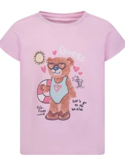 Batwing Short Sleeve T-shirt with Summer Bear Print