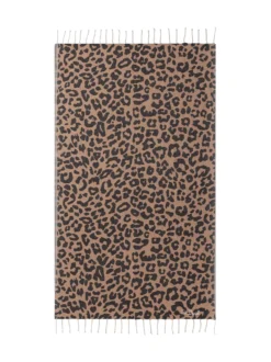 Beach Towel with Animal Print and Fringes
