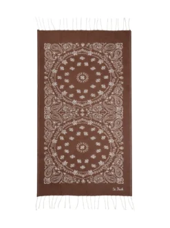 Beach Towel with Bandana Pattern and Fringes