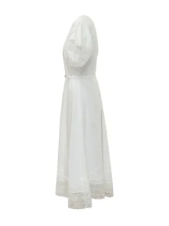 Belted Midi Dress with Embroidery