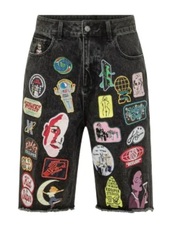 Bermuda Denim Shorts with Patches