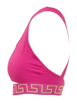 Bikini Top with Crossed Straps and Logo Band