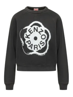Black Sweatshirt with Circular Floral Print