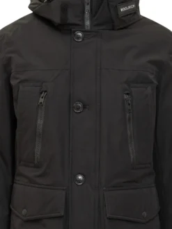Black Technical Parka with Hood Woolrich