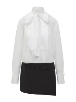 Blouse with Bow Detail and Layered Hem