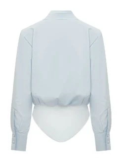 Bodysuit shirt with structured shoulders