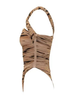 Bodysuit with Crossed Straps and Print