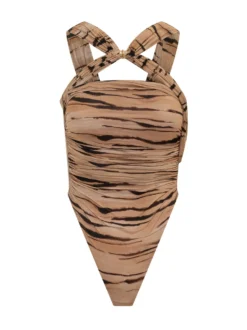 Bodysuit with Crossed Straps and Print