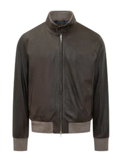 Bomber con Collo Alto e Zip