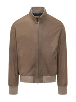 Bomber con Collo Alto e Zip
