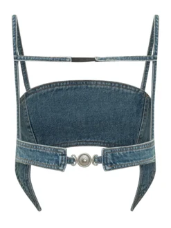 Bra Top in Denim with Straps and Front Closure