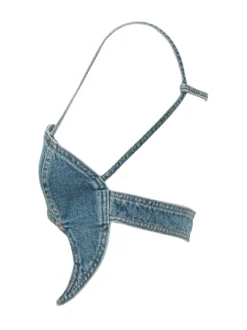 Bra Top in Denim with Straps and Front Closure