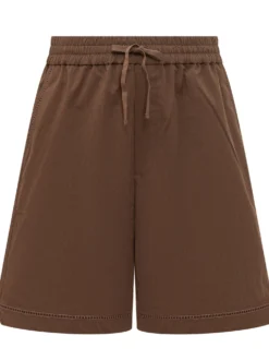 Brown Elasticated Shorts with Openwork Details