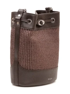 Bucket Bag Monda in Wicker with Woven Panel