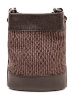 Bucket Bag Monda in Wicker with Woven Panel