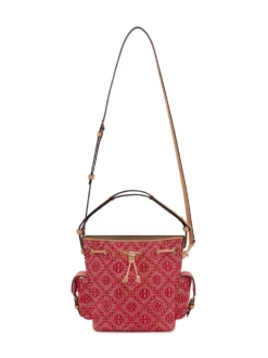 Bucket Bag with Monogram Pattern and Side Pockets
