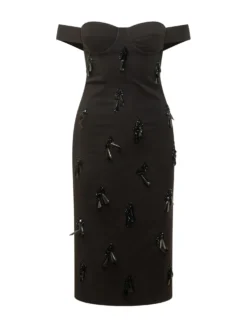 Bustier Dress with Off-Shoulder Design and Embellishments