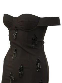Bustier Dress with Off-Shoulder Design and Embellishments