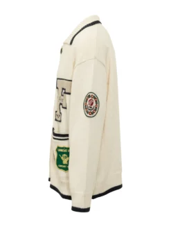 Buttoned Cardigan with Embroidered Patches
