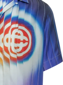Camicia a Maniche Corte con Collo Cuban Stampa Grafica