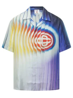 Camicia a Maniche Corte con Collo Cuban Stampa Grafica