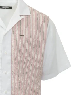 Camicia a Maniche Corte con Righe e Tasche