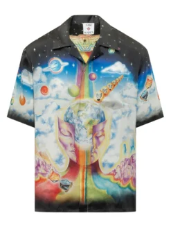 Camicia a Maniche Corte con Stampa Cosmica