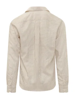 Camicia a Righe con Collo Aperto e Maniche Lunghe