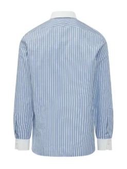 Camicia Classic Fit a Righe con Collo Classico