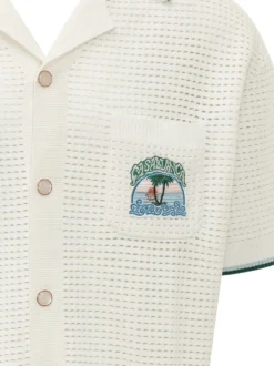 Camicia Crochet con Colletto Aperto