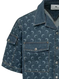 Camicia Denim Maniche Corte con Tasche
