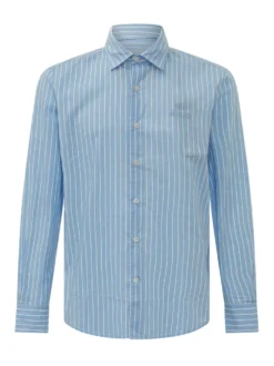 Camicia Ice a Righe con Logo Ricamato