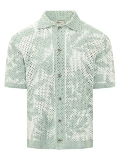 Camicia in Maglia Traforata con Motivo