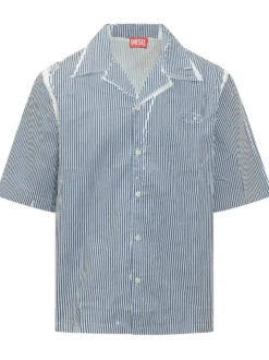 Camicia S-Brack-Qmbz a Righe con Colletto Bowling